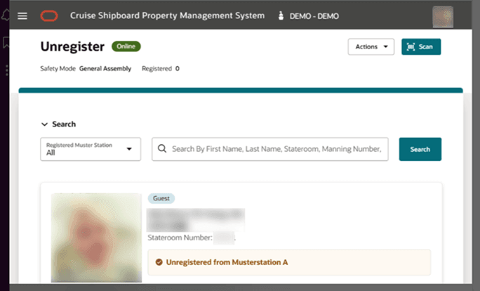This figure shows the Unregister Page Unregistered Successful in General Assembly Drill