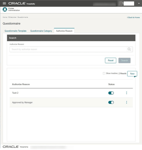 This figure shows the Authorize Reason This figure shows the Authorize Reason