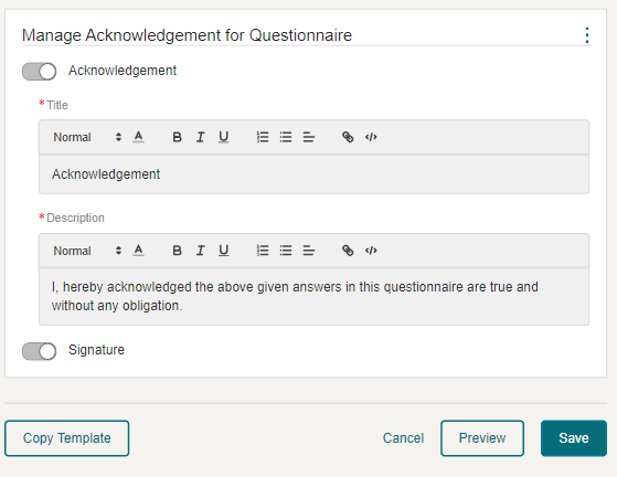This figure shows the Acknowledgement for Questionnaire This figure shows the Acknowledgement for Questionnaire