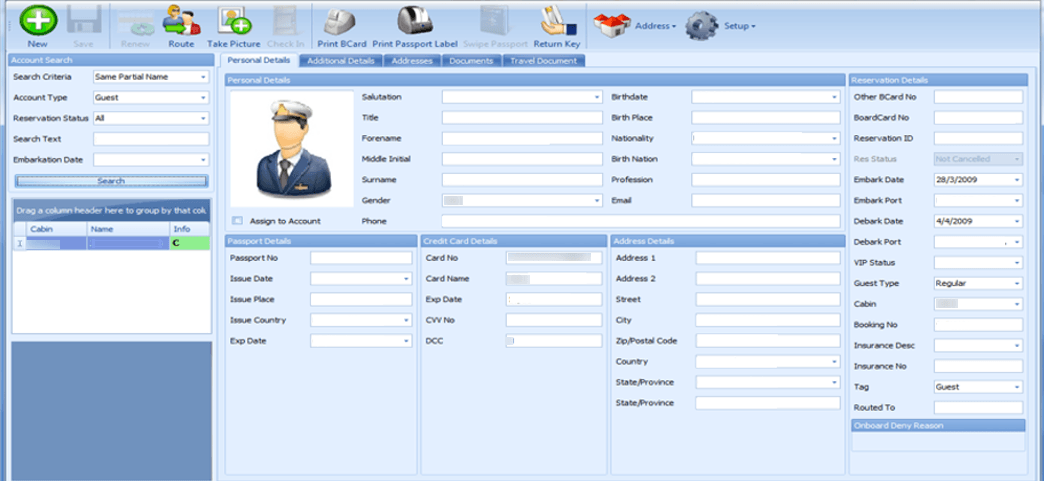 This figure shows the Account Search function.