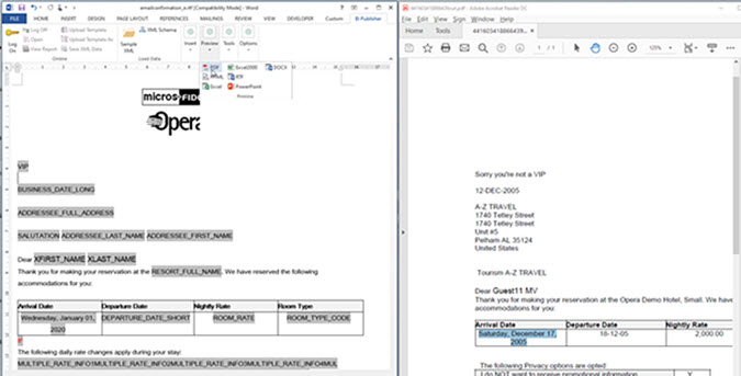 sample XLM loaded for the template