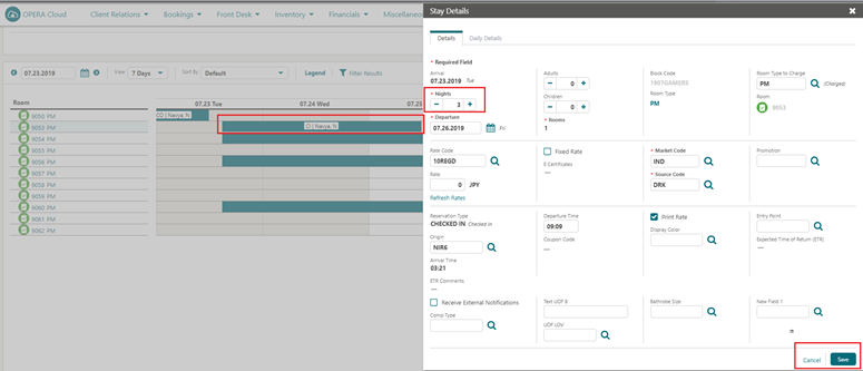 This image shows the Room Diary updated screen
