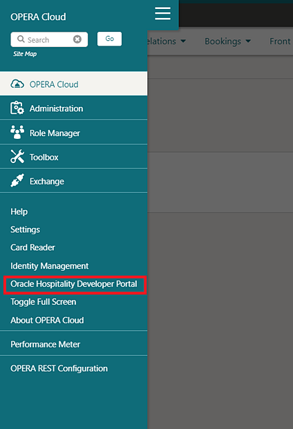 Image shows the OPERA Control menu. Image shows the OPERA Control menu.