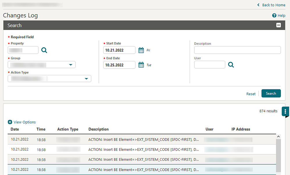 This image shows the Changes Log. This image shows the Changes Log.