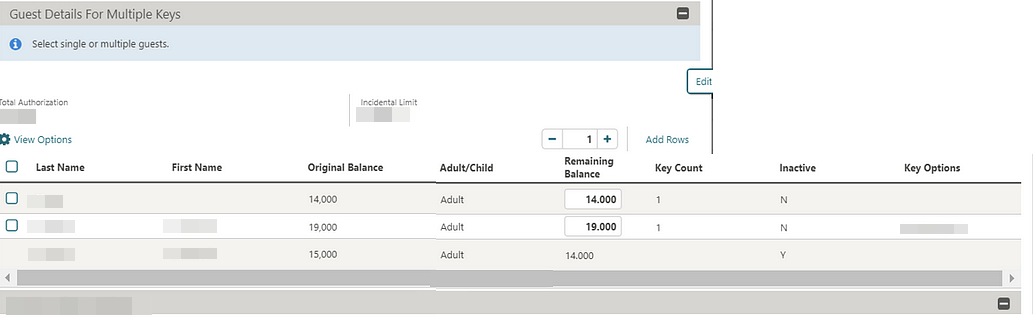 Guest Details for Multiple Keys
