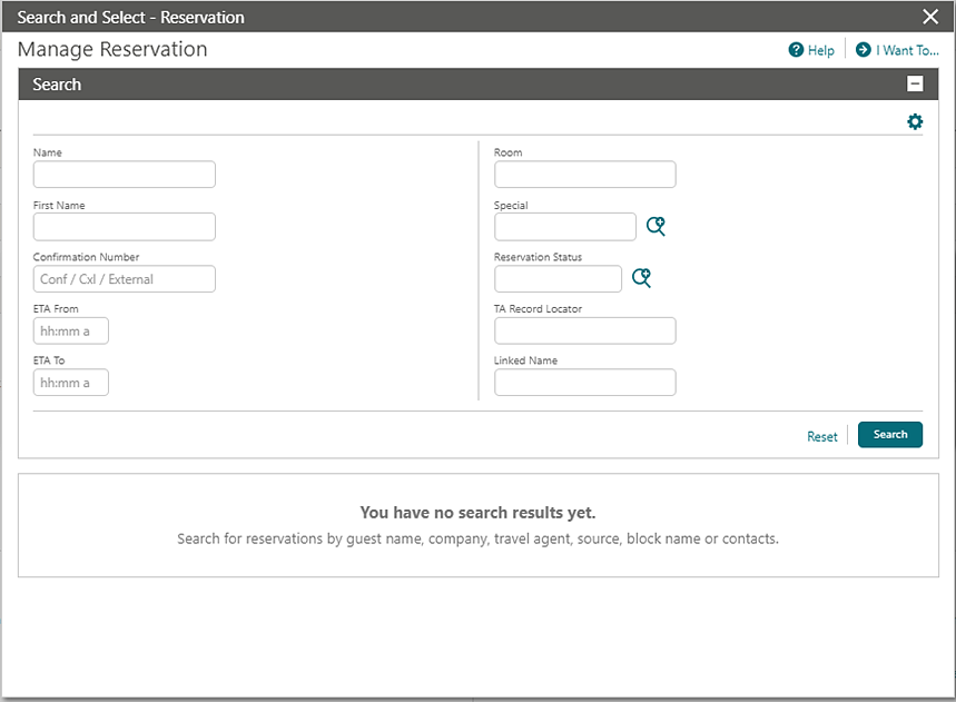 Search and Select Reservation Search and Select Reservation