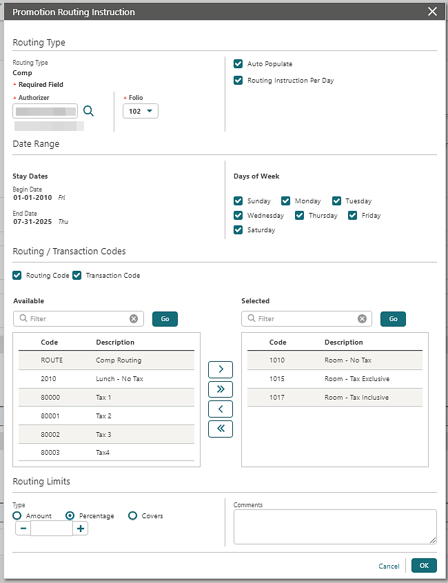 Promotion Routing Instruction Promotion Routing Instruction