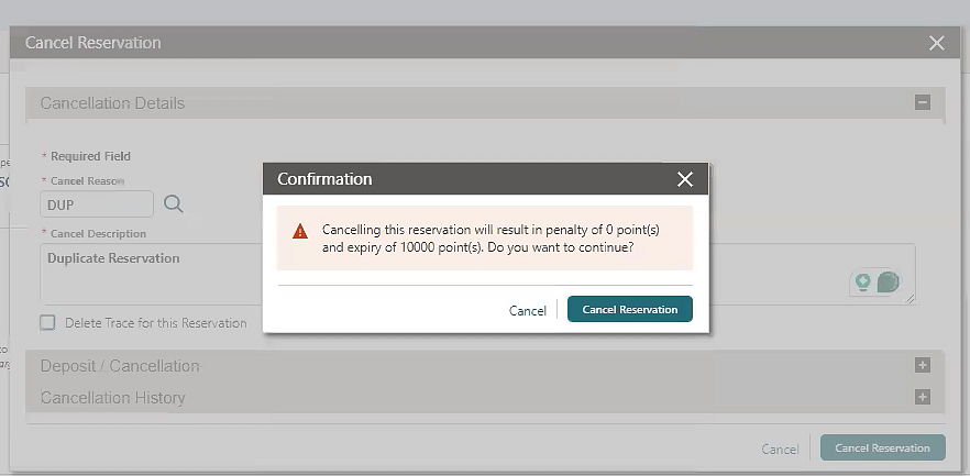 Cancel Reservation Confirmation Cancel Reservation Confirmation