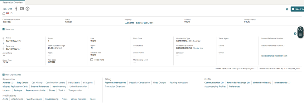 Reservation Overview Reservation Overview
