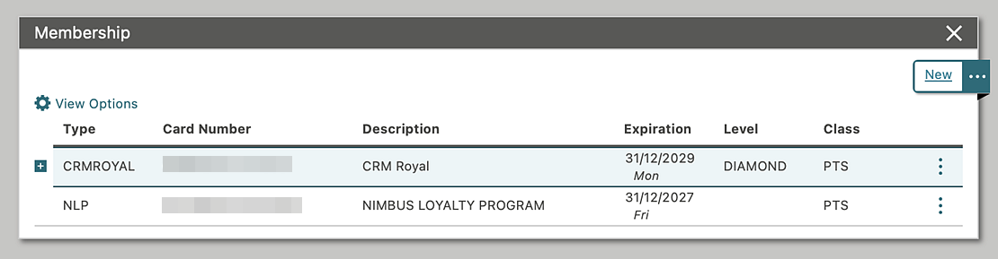 Membership screen Membership screen