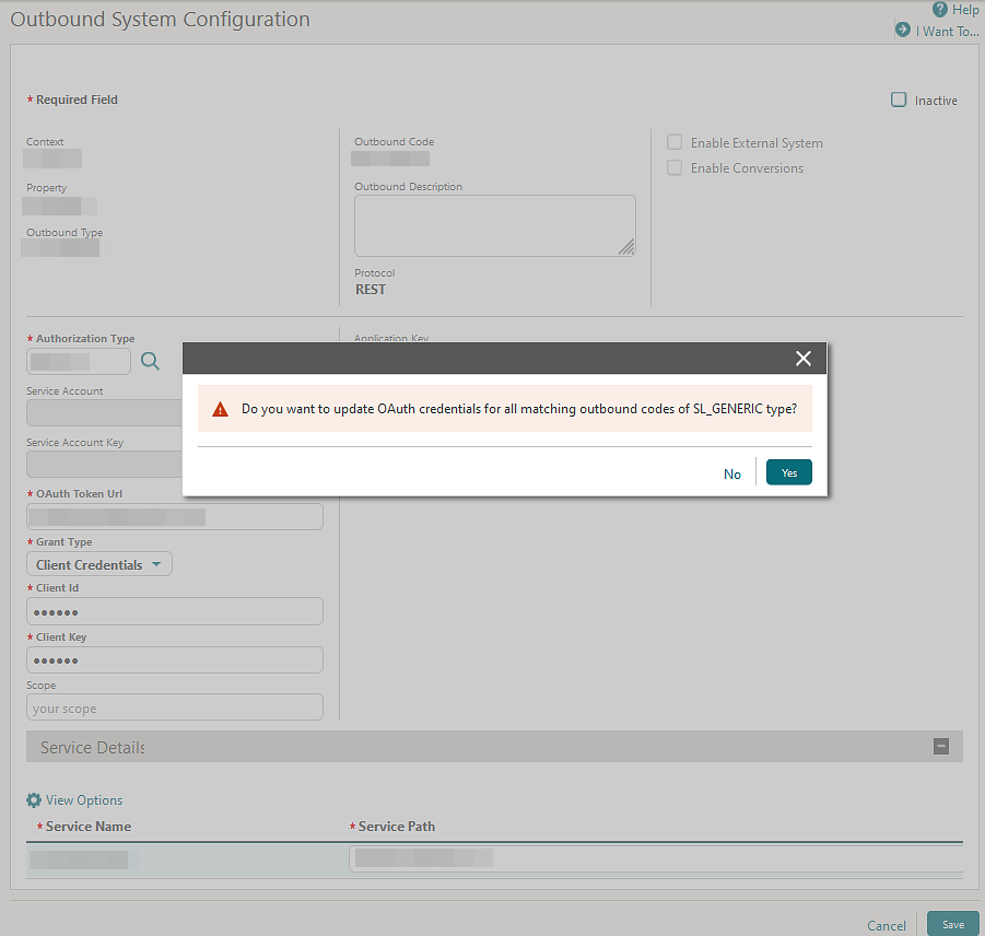 Outbound System Configuration
