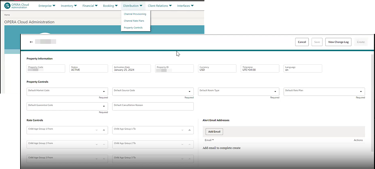 OPERA Cloud Administration Distribution Menu OPERA Cloud Administration Distribution Menu