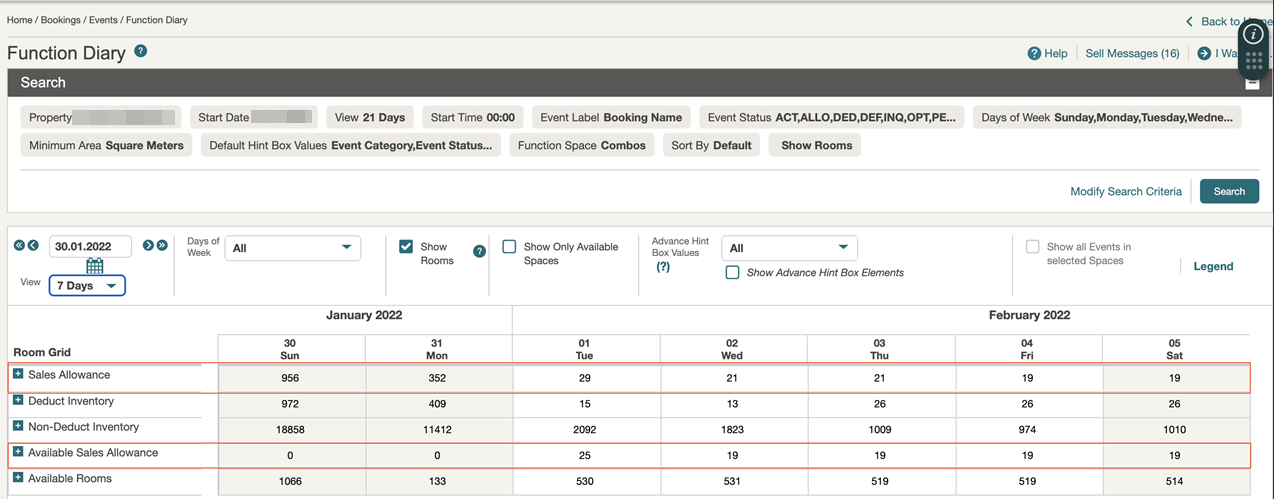 Multi Property View of the Function Diary
