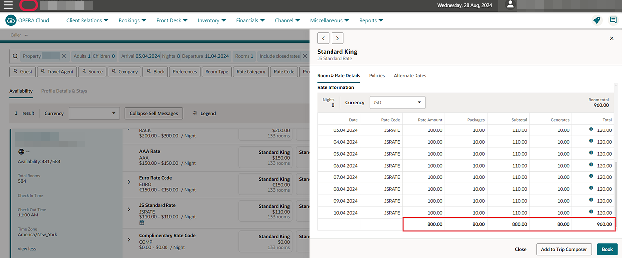 Find Reservation Search Screen