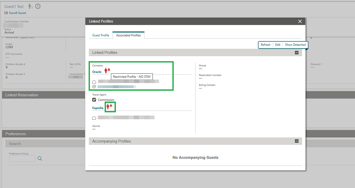 Linked Profile panel displaying a Restricted Profile icon.