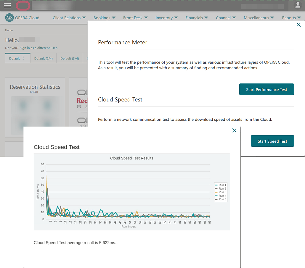 Performance Meter screen displaying Cloud Speed test. Performance Meter screen displaying Cloud Speed test.