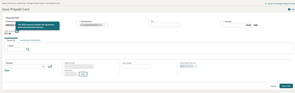 The Issue Prepaid Card screen is where you can get the prepaid card balance and reload the amount even if the card.