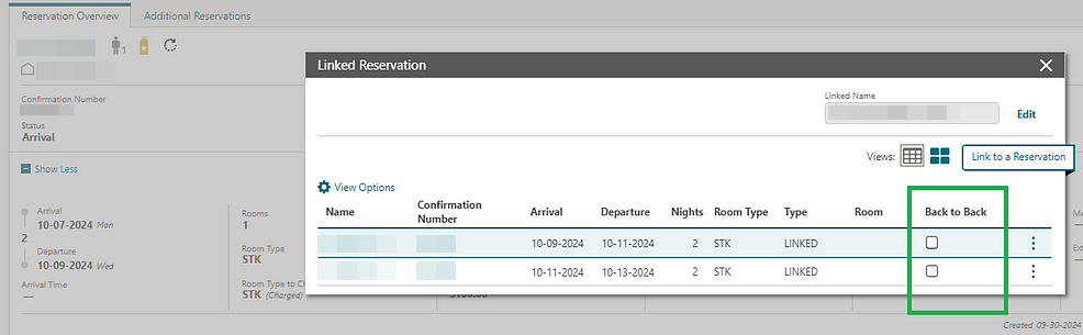 Reservation Overview screen shows checkboxes.