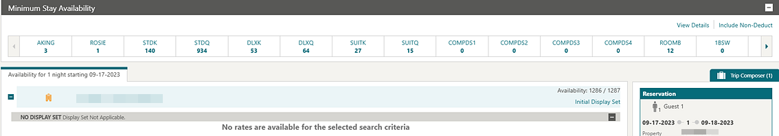 Minimum Stay Availability screen