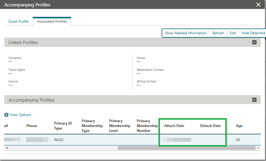 Accompanying profiles showing Attach Date and Detach Date.