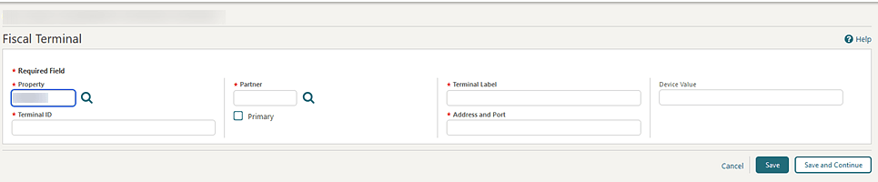 This image shows the Fiscal Terminal search panel from the Fiscal Management screen. This image shows the Fiscal Terminal search panel from the Fiscal Management screen.