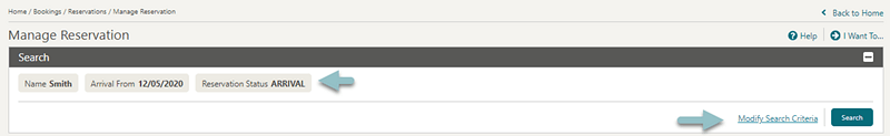 Modify Search panel. Modify Search panel.