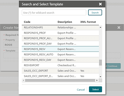 The image show the Search and Select Template screen. The image show the Search and Select Template screen.
