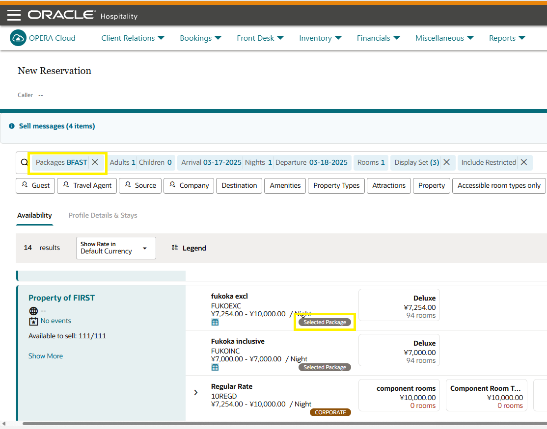New reservations availability screen.