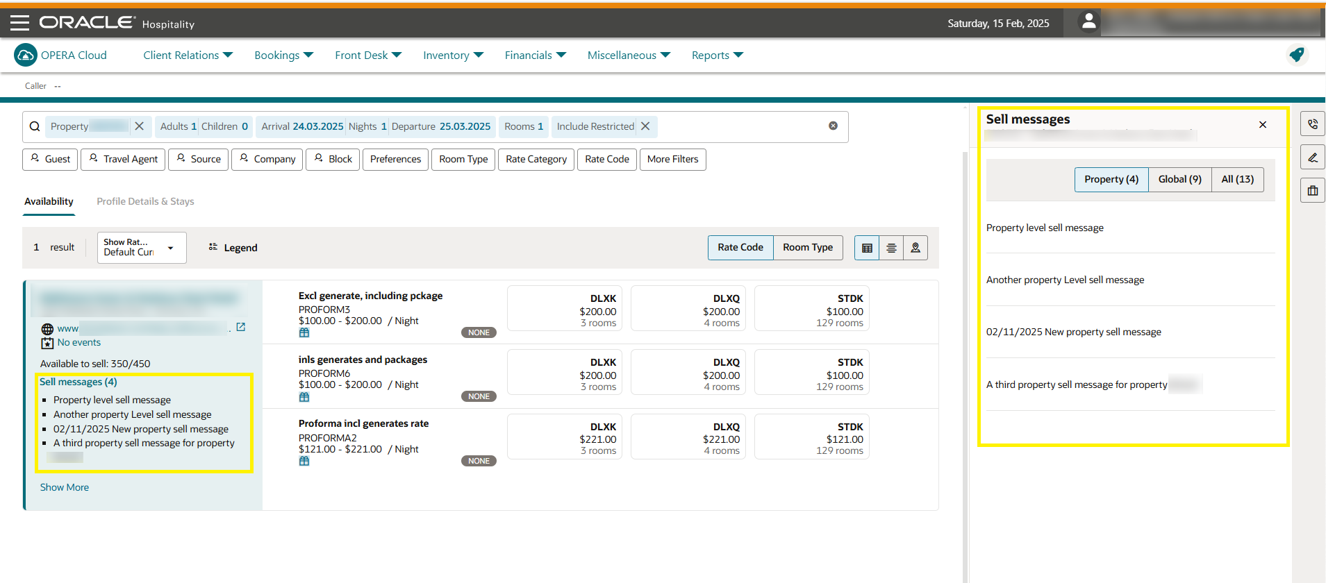 Availability and Overview Screen