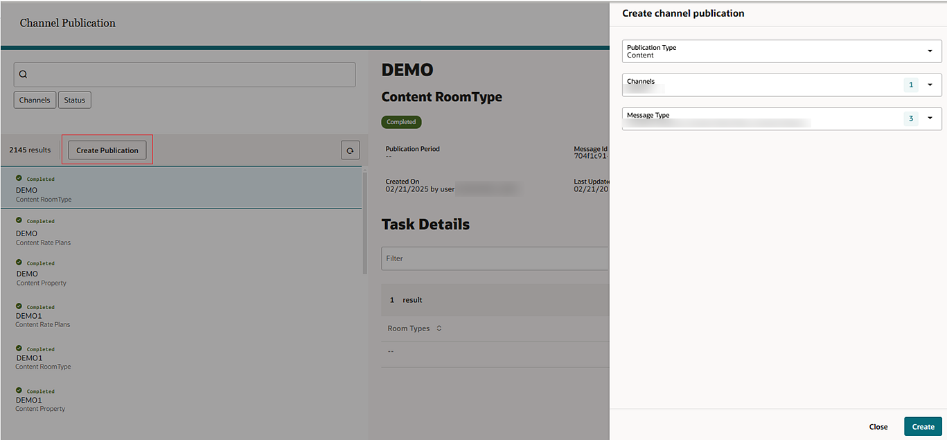 Channel Publication show the Create Publication functionality. Channel Publication show the Create Publication functionality.
