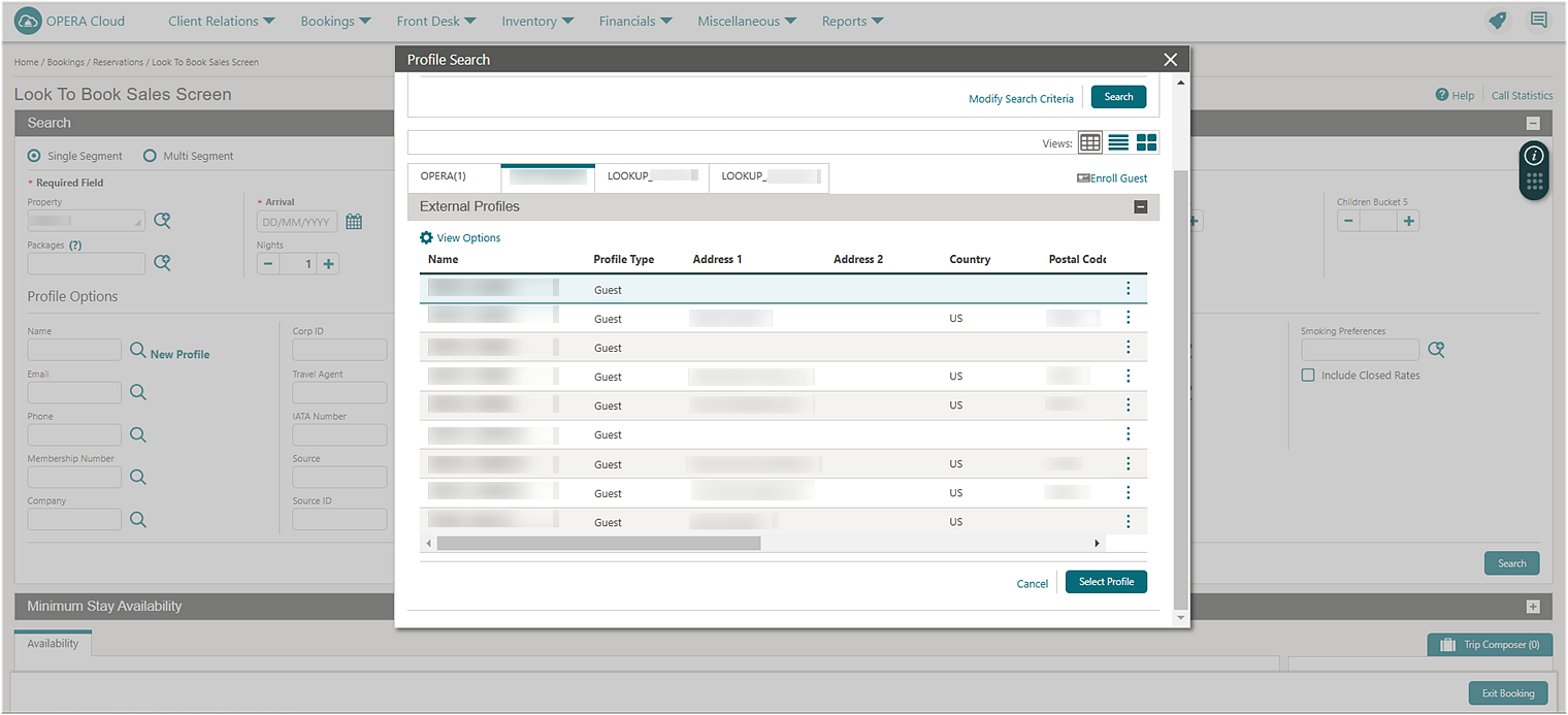 Look To Book Sales Screen shows the renamed Select Profile action. Look To Book Sales Screen shows the renamed Select Profile action.