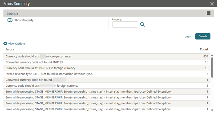 Errors Summary showing errors related to suspended stay. Errors Summary showing errors related to suspended stay.