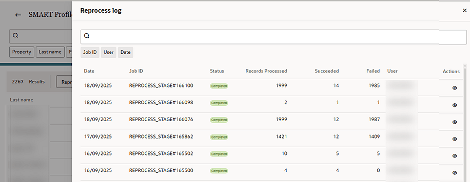 Reprocess log showing Completed status. Reprocess log showing Completed status.