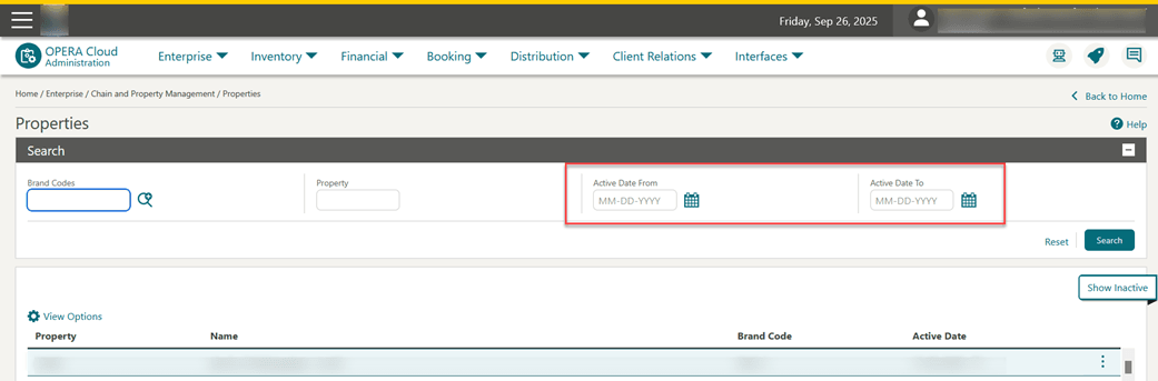 The Properties screen showing the new Active Date From and Active Date To date fields. The Properties screen showing the new Active Date From and Active Date To date fields.