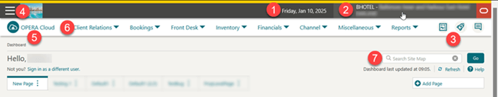 Application navigation function in OPERA Cloud application. Application navigation function in OPERA Cloud application.