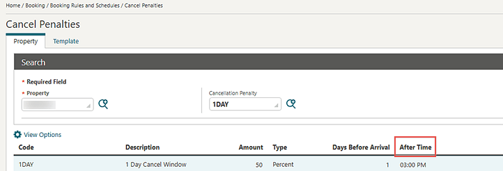The Cancel Penalties screen showing the After Time column.