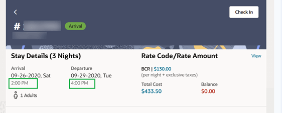 ETA and ETD in In House Reservation.