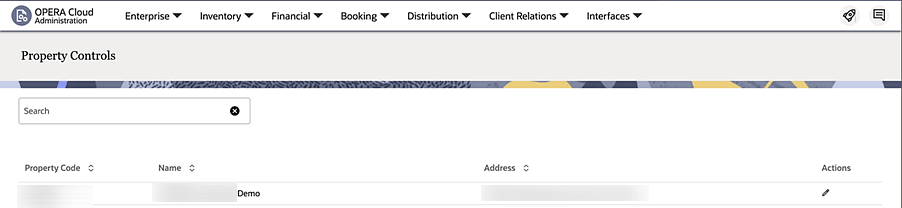 HUB Level Property Controls screen. HUB Level Property Controls screen.