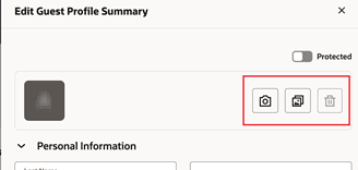 Take, upload, and delete photo tasks are shown and available. Take, upload, and delete photo tasks are shown and available.