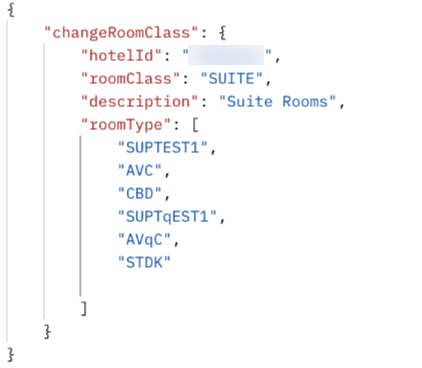 changeRoomClass request includes 6 roomType entries. changeRoomClass request includes 6 roomType entries.
