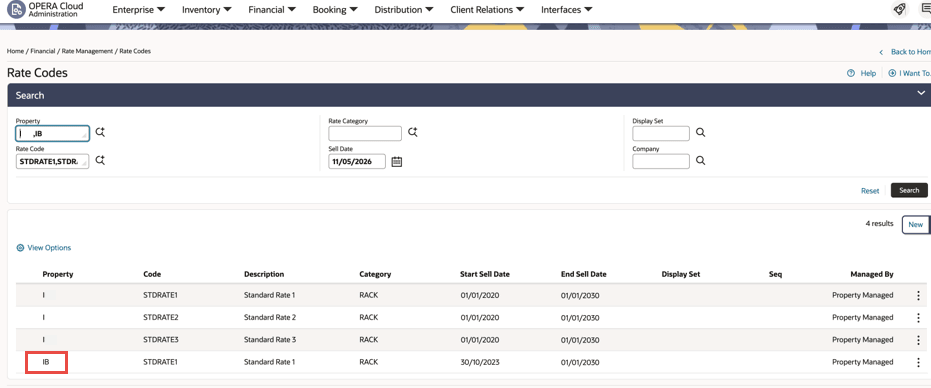 Shows the 3 rate codes in Property I, but only the STDRATE1 showing in Property IB. Shows the 3 rate codes in Property I, but only the STDRATE1 showing in Property IB.