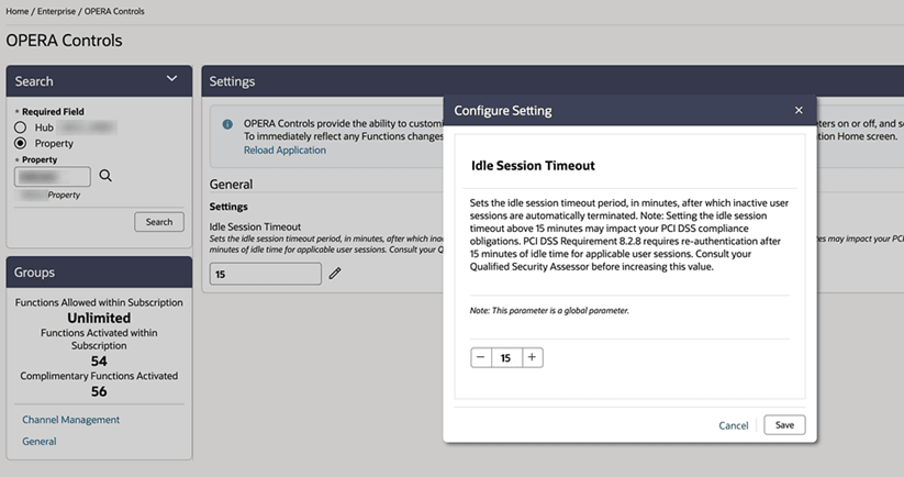 Idle Session Timeout Control screen. Idle Session Timeout Control screen.