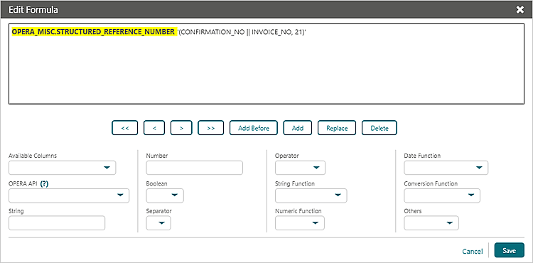 This image shows the Edit Formula screen. This image shows the Edit Formula screen.