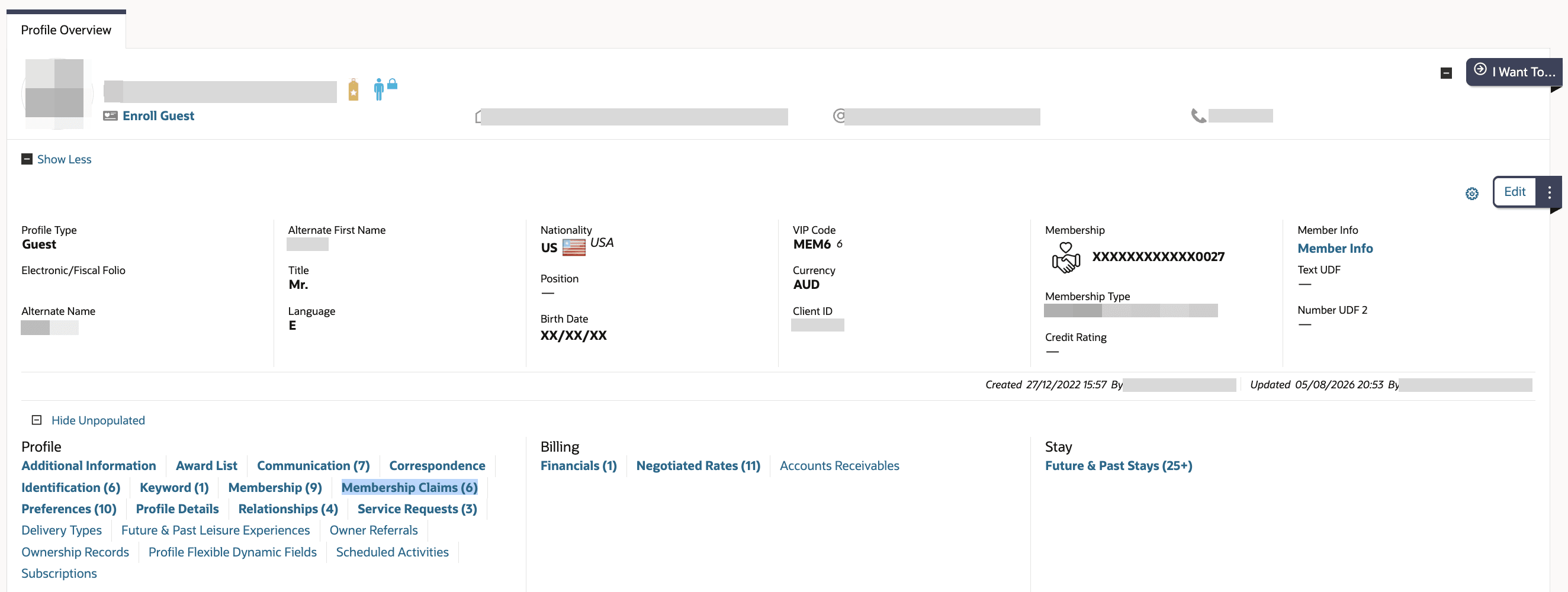 Membership Claims Updated screen. Membership Claims Updated screen.