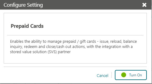 This image shows Configure settings for Prepaid Cards This image shows Configure settings for Prepaid Cards