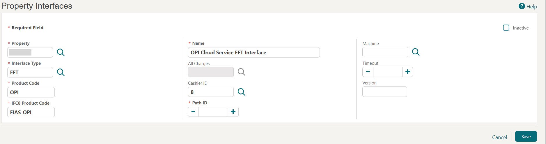 This image shows the Property Interfaces screen This image shows the Property Interfaces screen
