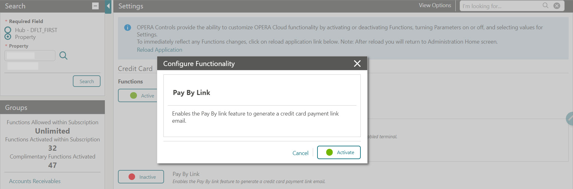 This image shows how to activate pay by link parameter This image shows how to activate pay by link parameter