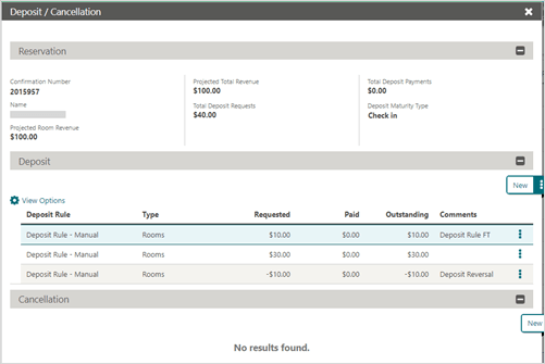 This image shows the deposit cancellation screen This image shows the deposit cancellation screen