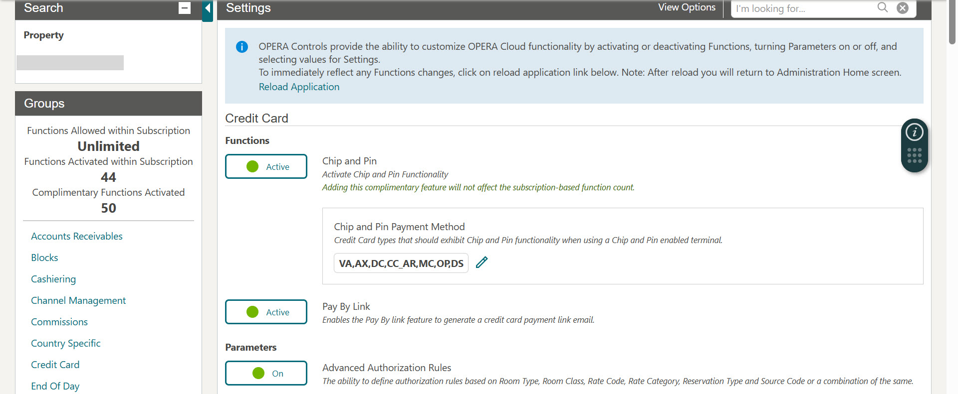 This image show Chip and pin OPERA control setting This image show Chip and pin OPERA control setting