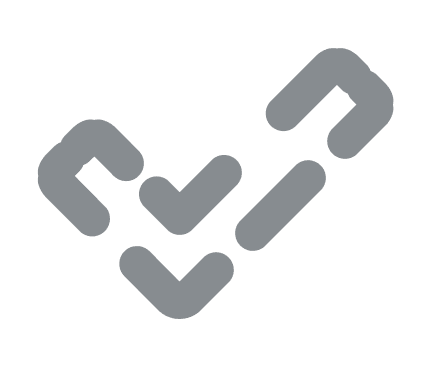 A dotted check mark, meaning verification required.